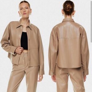 ARITZIA Babaton Pelli Hip Vegan Leather Shirt Jacket